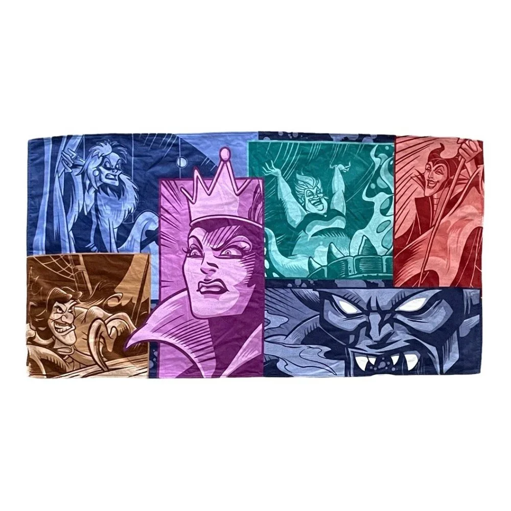 Disney Parks Villains Evil Queen Ursula Maleficent Captain Hook Beach Towel